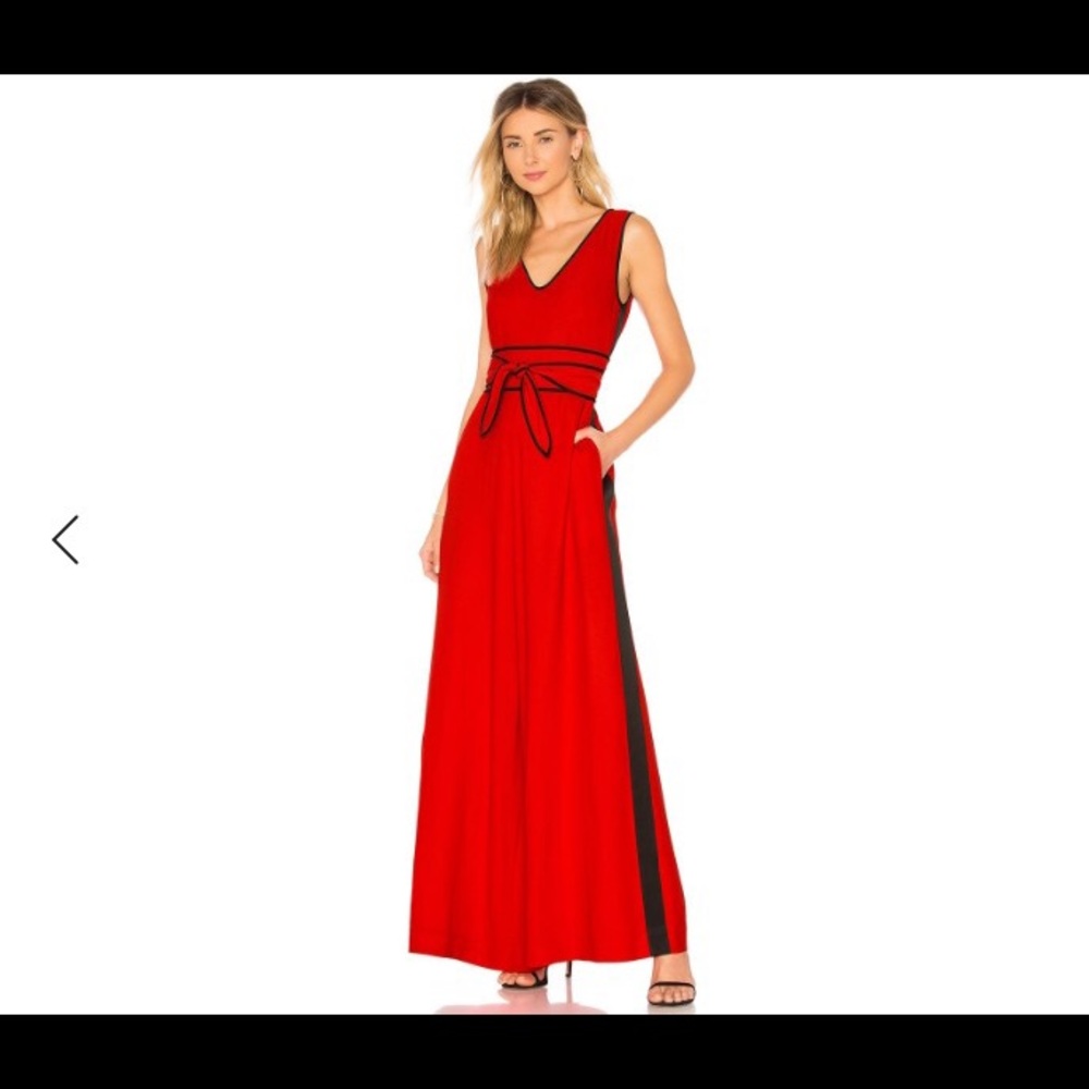 Wide Leg Belted Jumpsuit In Red NWT